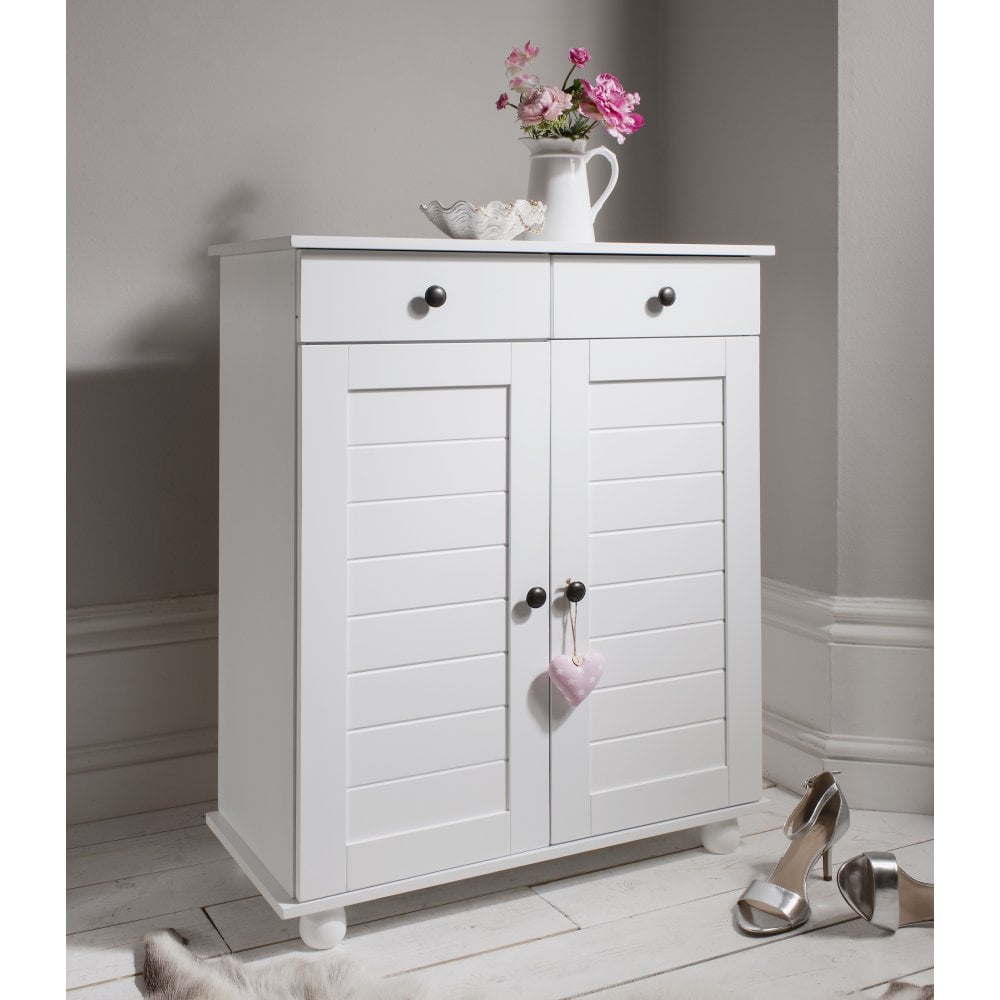 White shoe cabinet store with doors