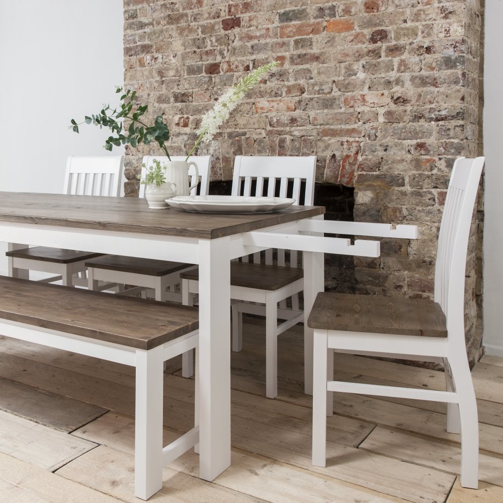 White rustic deals table and chairs