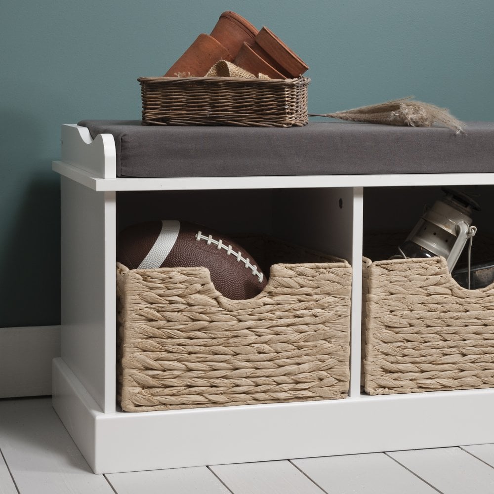 Small storage online bench with baskets