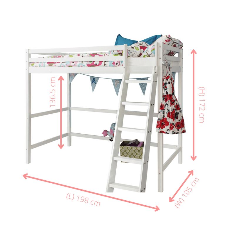 Texas High Sleeper Cabin Bed in Classic White