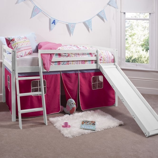 Pretty Pink Cabin Bed with Slide & Tent | Noa & Nani