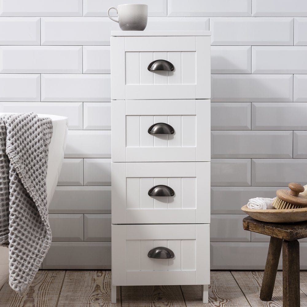Stow Bathroom Cabinet 4 Drawer Storage Unit In White P312 4223 Image 